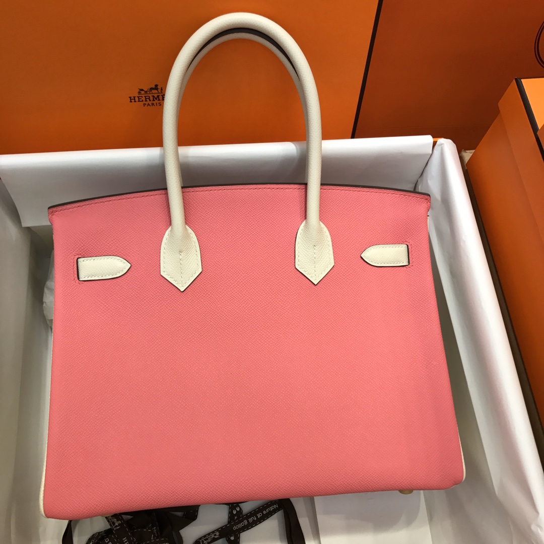 Hermes Birkin 30CM Epsom Leather Handbag Pink White